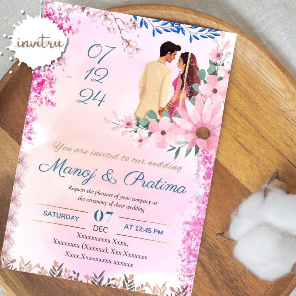 Floral Indian Wedding Invitation Card