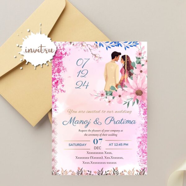Floral Indian Wedding Invitation Card - Image 2