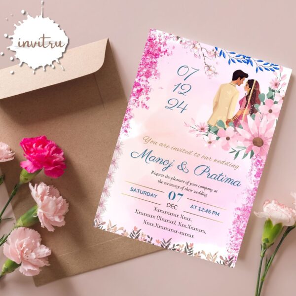 Floral Indian Wedding Invitation Card - Image 3