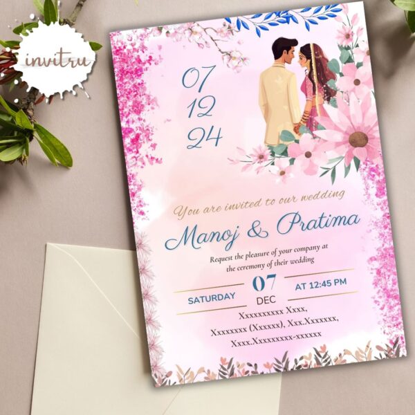 Floral Indian Wedding Invitation Card - Image 4