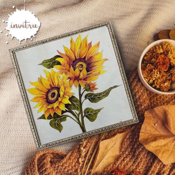 Golden Bloom – Hand-Painted Sunflower Canvas Art
