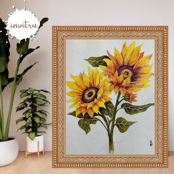 Golden Bloom – Hand-Painted Sunflower Canvas Art - Image 2